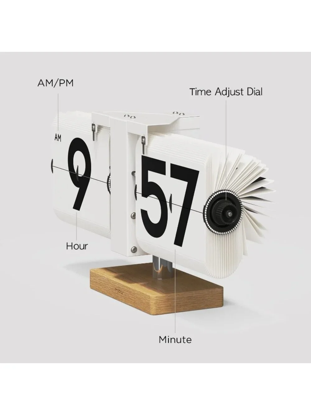 Home Black Analog Quartz Large Number Big Wood Vintage Design Flip Desk Clock